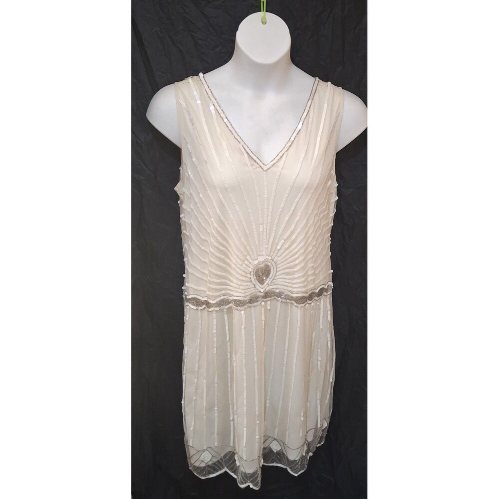 Women's Beaded Flapper Dress, Sz 14
